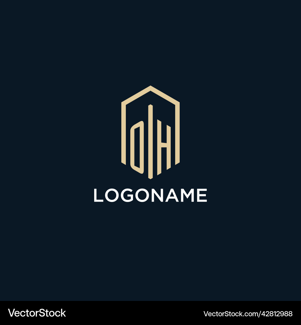 Oh initial monogram logo with hexagonal shape Oh initial monogram logo with hexagonal shape vector image