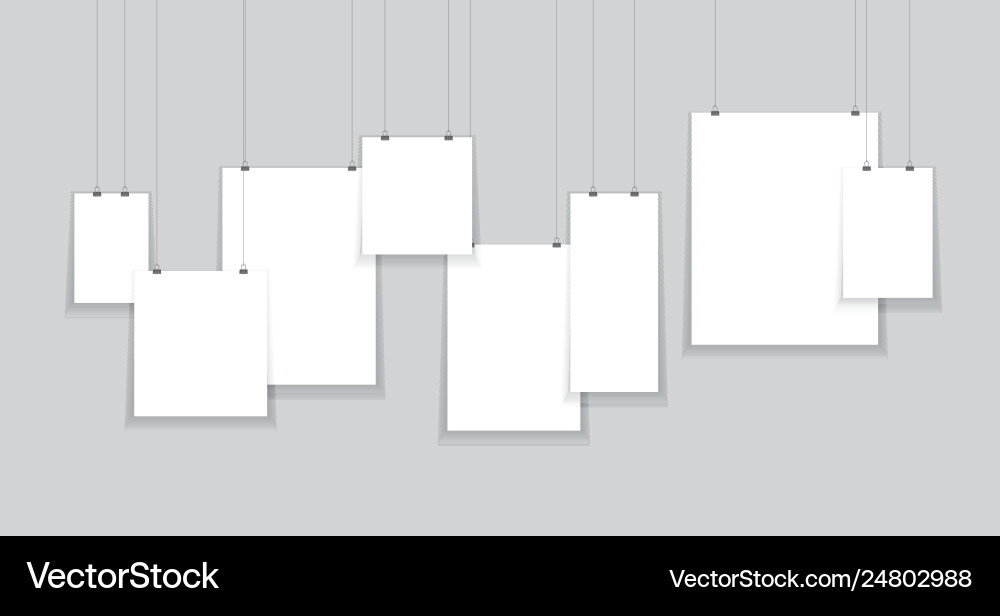 Paper hanging from string black and white Paper hanging from string black and white vector image