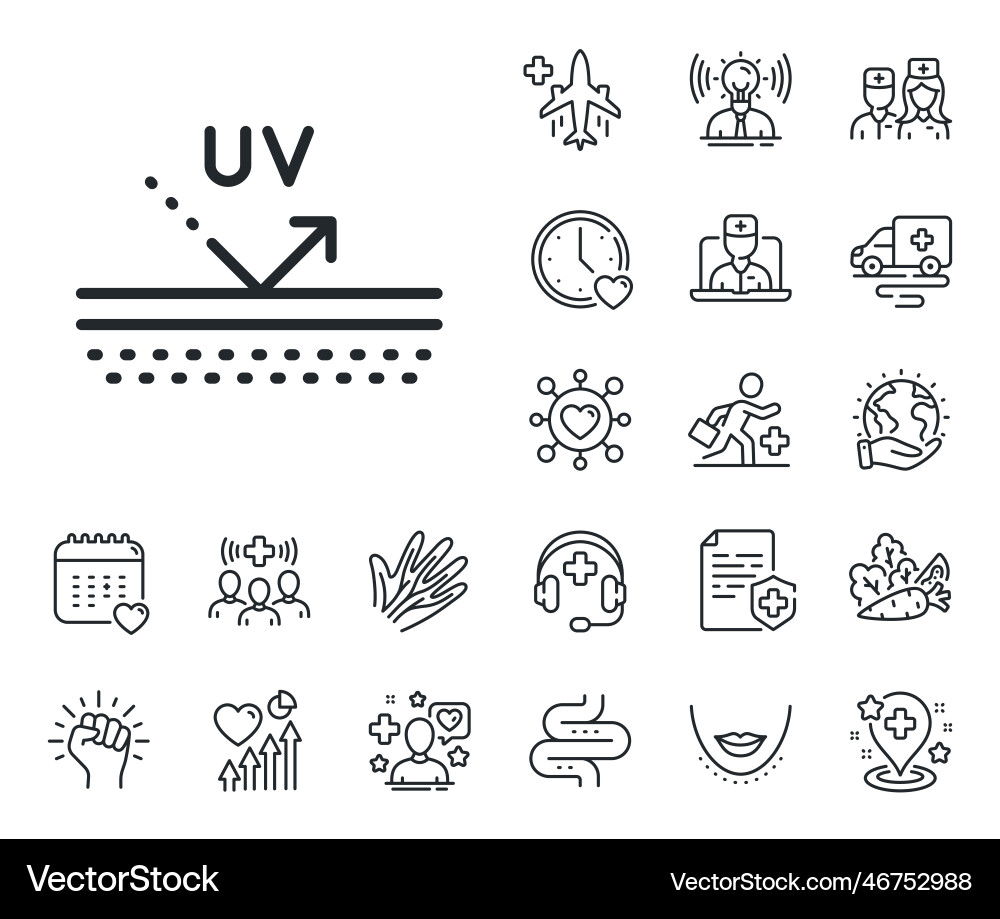 Uv protection cream line icon skin care sign Uv protection cream line icon skin care sign vector image