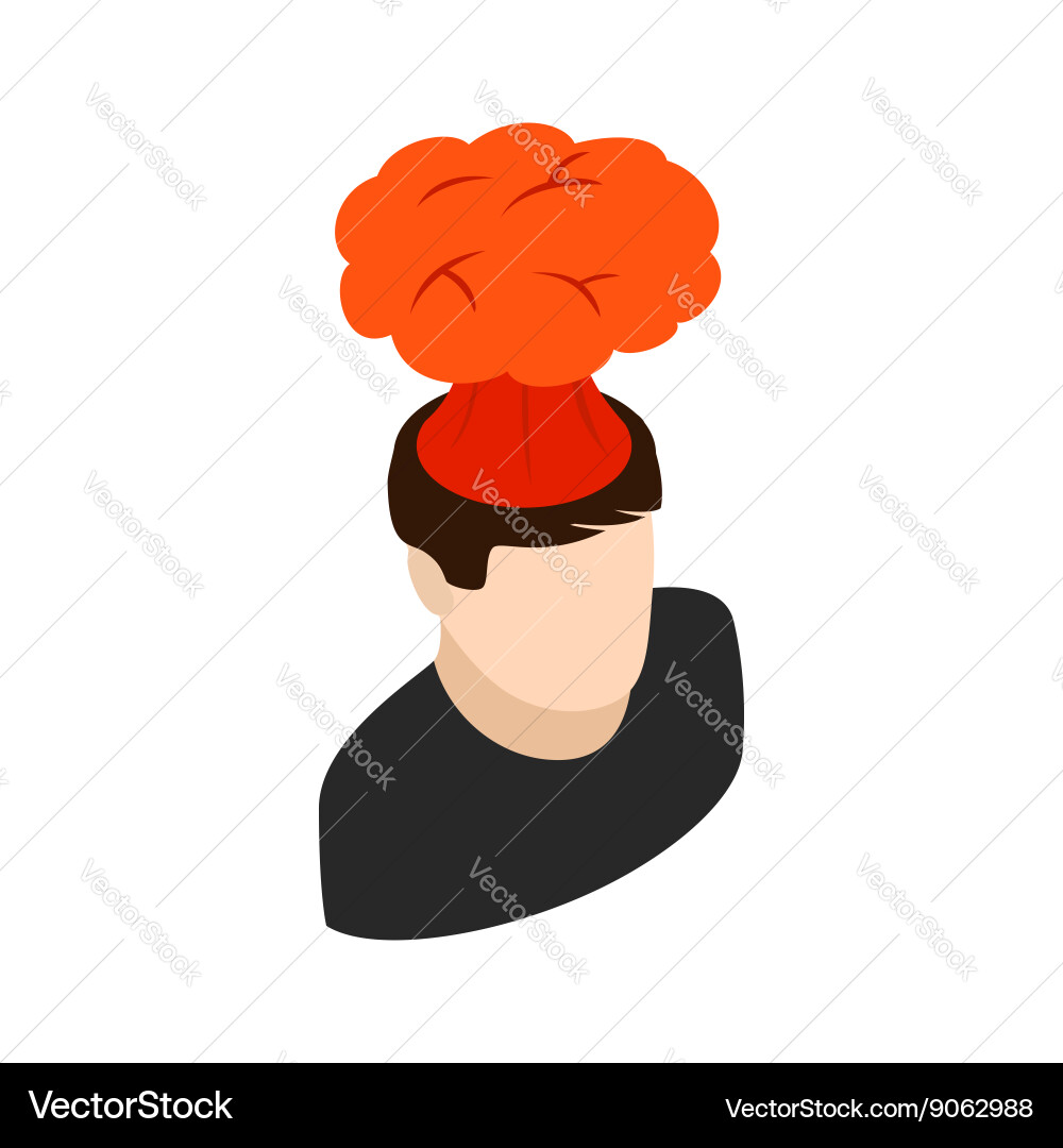 Volcanic exploding brain icon isometric 3d style vector image
