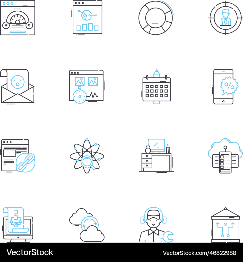 Website development linear icons set coding Vector Image