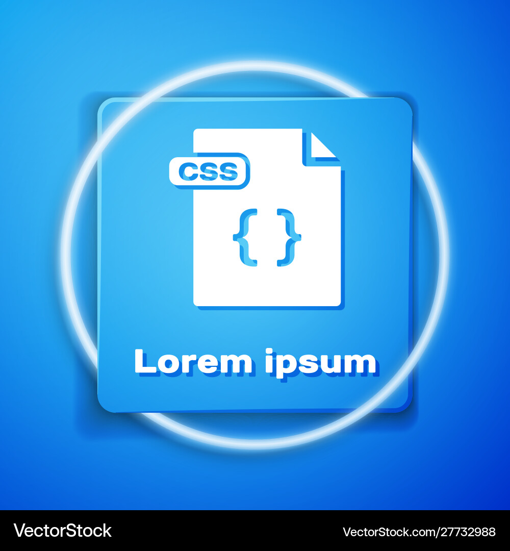 White css file document download button icon White css file document download button icon vector image