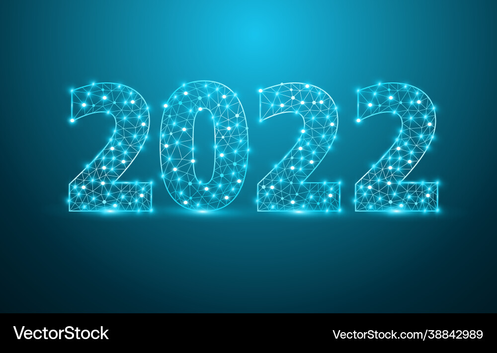2022 new year text design with mesh stylish 2022 new year text design with mesh stylish vector image