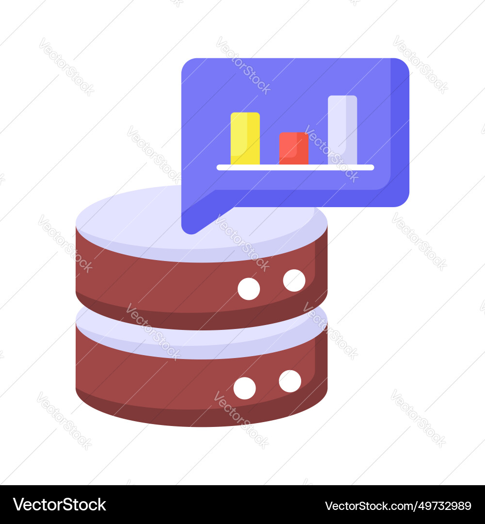 Bar chart with database showing concept vector image