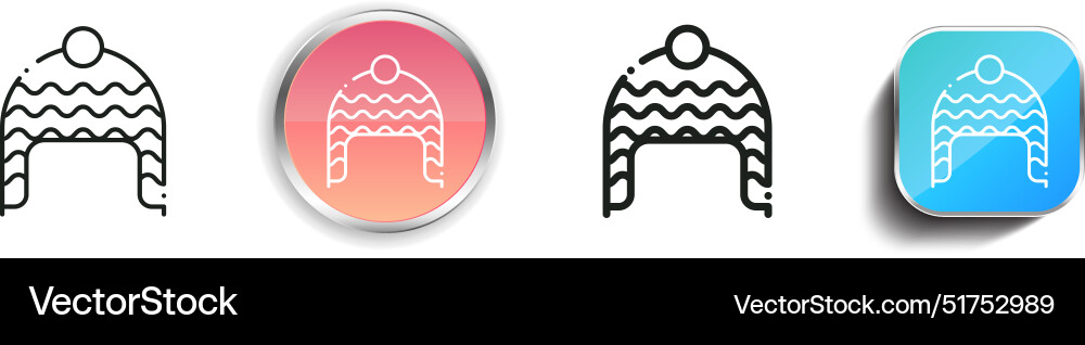 Beanie icon thin linear regular and button style vector image