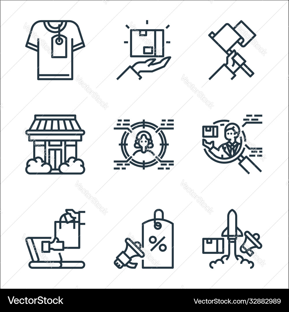 Branding line icons linear set quality Branding line icons linear set quality vector image