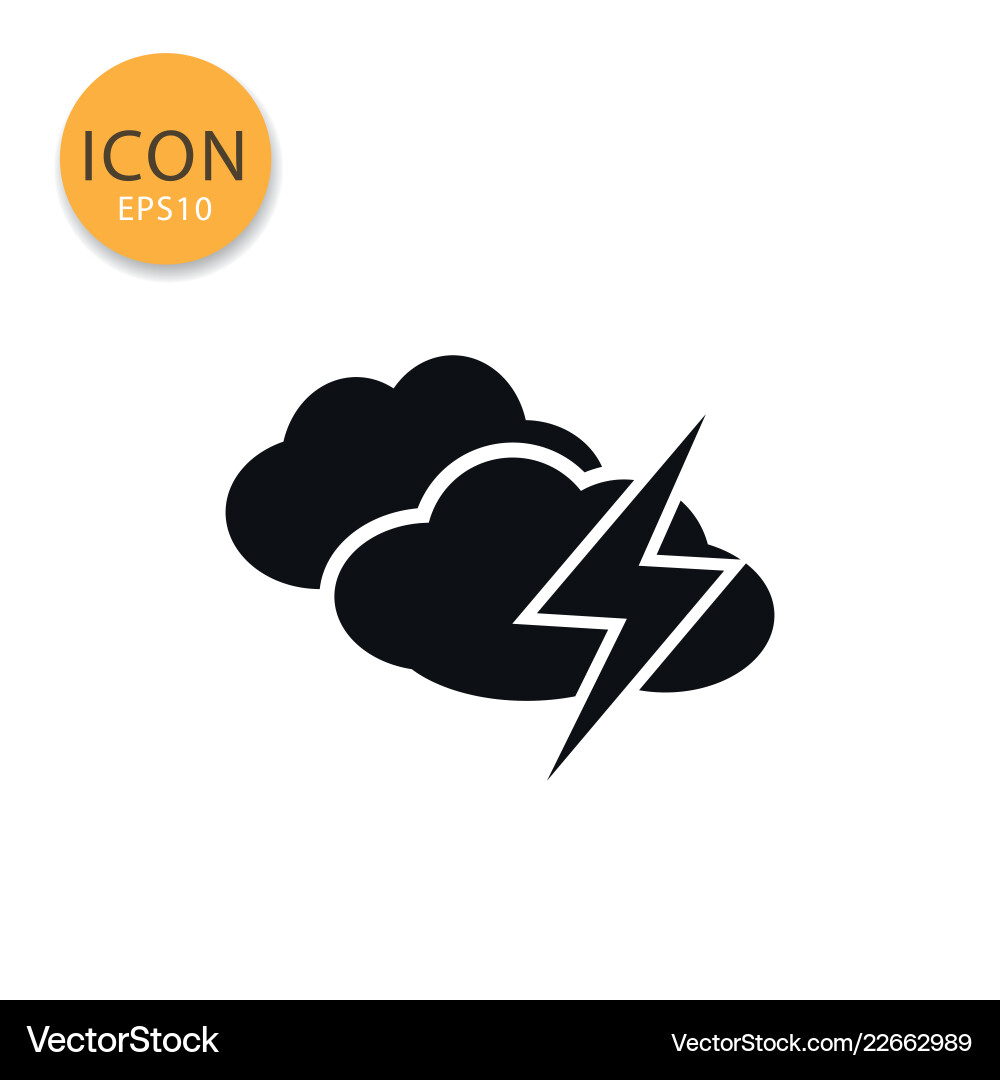 Clouds with thunder icon isolated flat style Clouds with thunder icon isolated flat style Vector Image