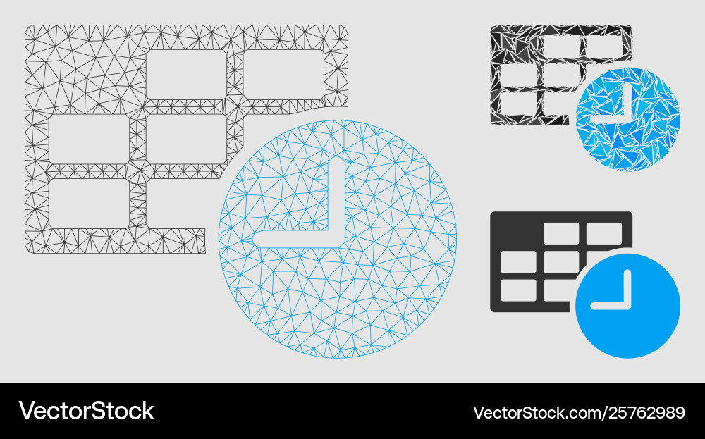 Date and time mesh network model Date and time mesh network model vector image
