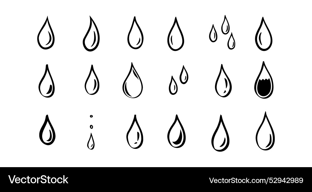 Hand gezogene Doodle Wassertropfen Icons Hand gezogene Doodle Wassertropfen Icons vektorbild