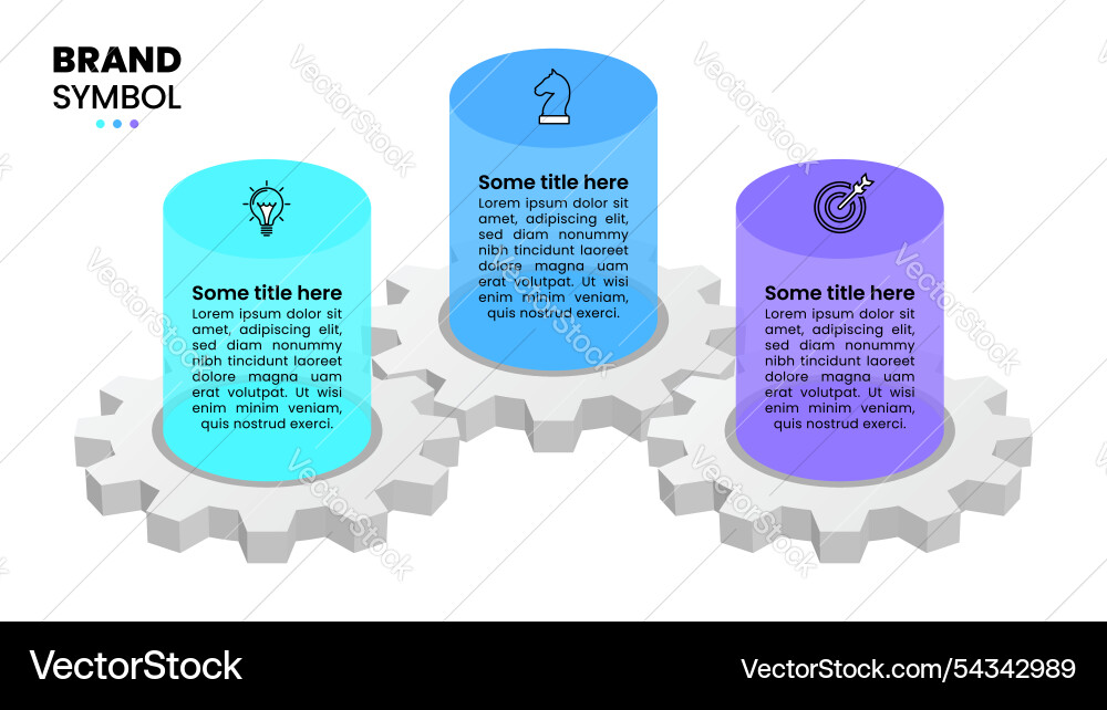 Infographic template 3 gears with icons and text vector image