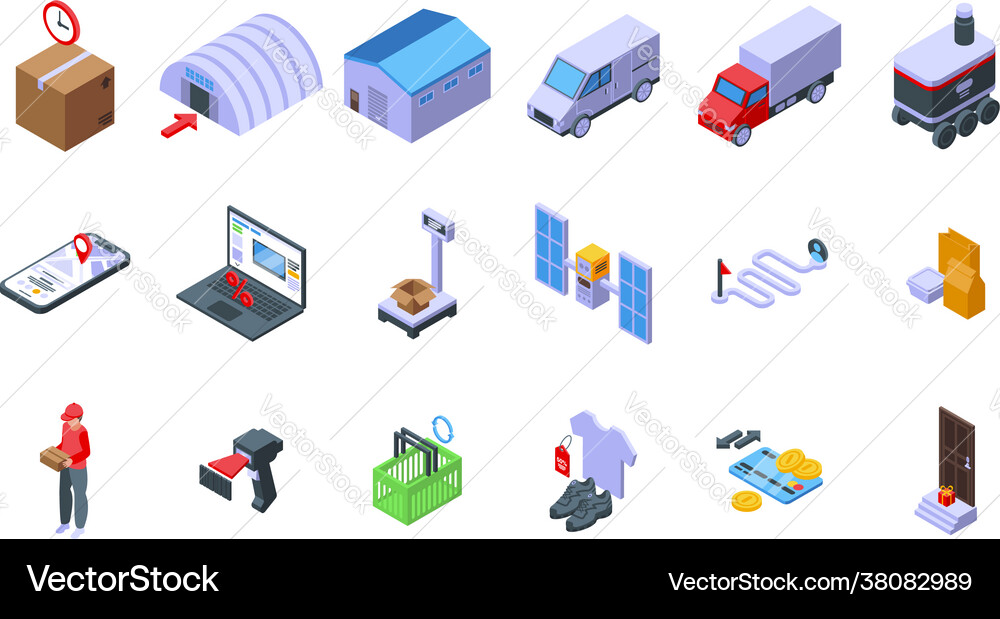 Ordering process icons set isometric style Ordering process icons set isometric style vector image