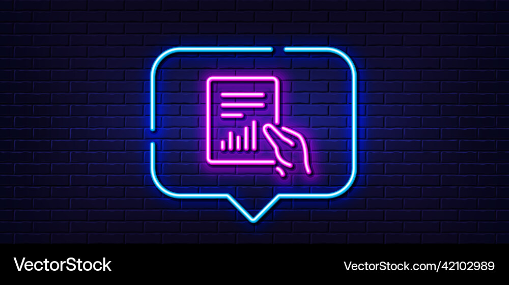 Report document line icon analysis chart neon Report document line icon analysis chart neon vector image