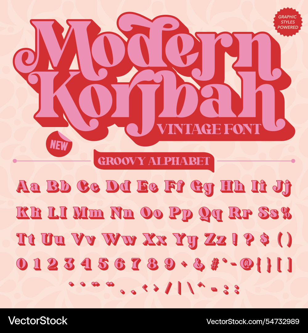 Retro Groovy Font - Alphabet Display vector image