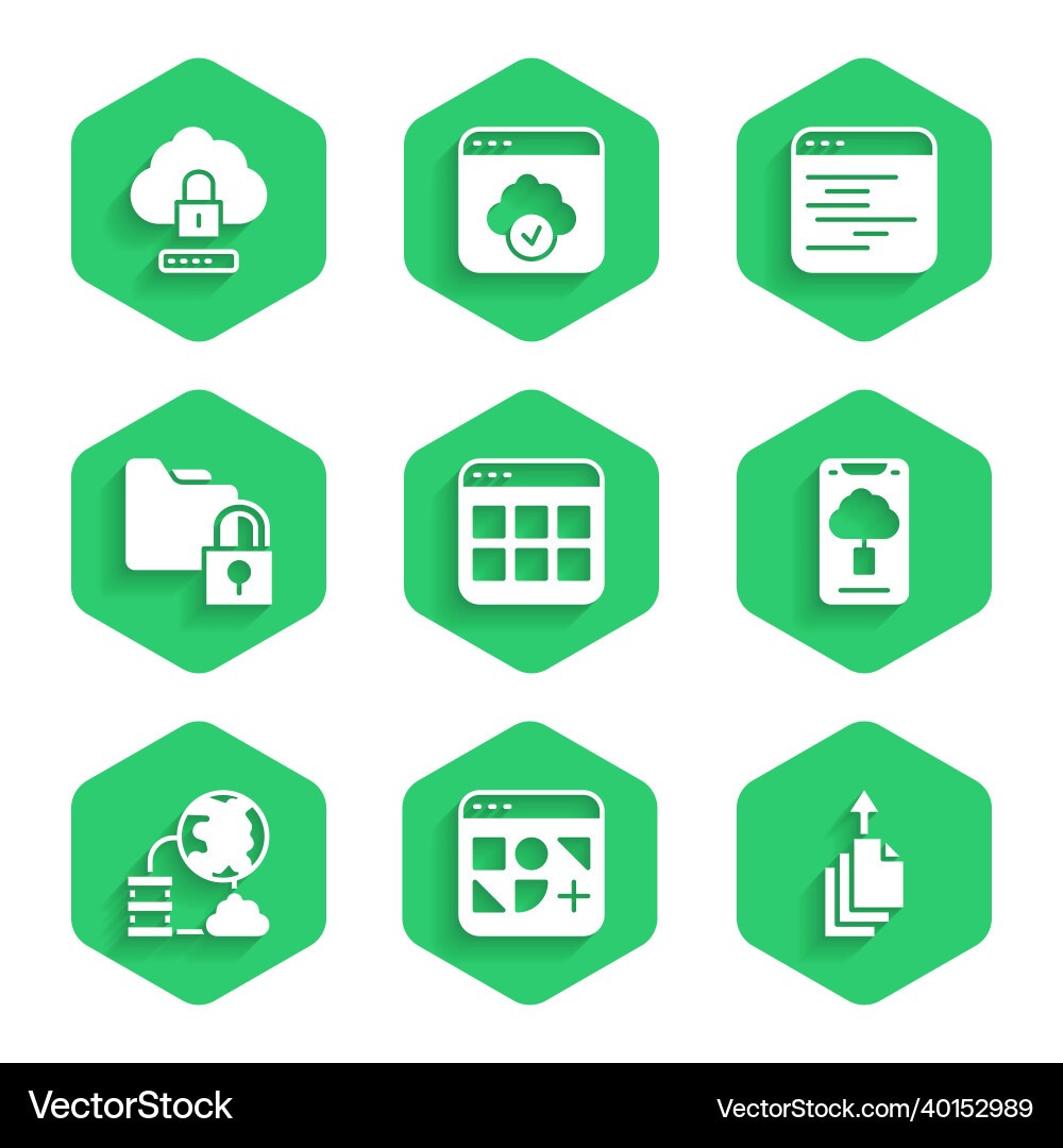 Set browser files different data export cloud Set browser files different data export cloud vector image