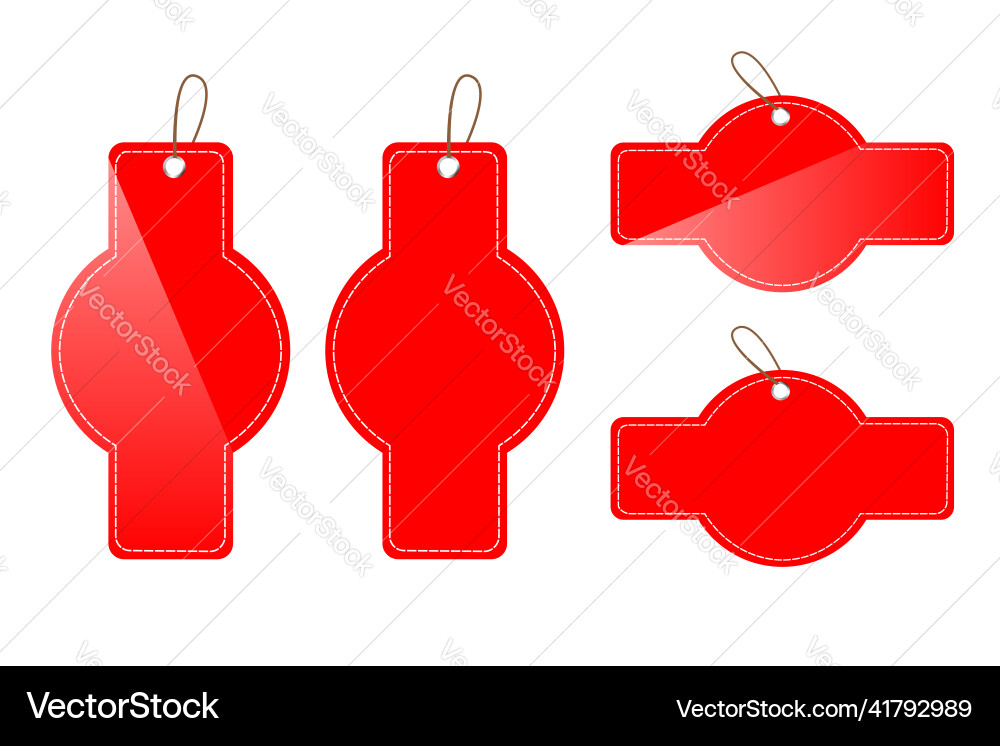 Simple set 4 red shining rectangle and circle Vector Image