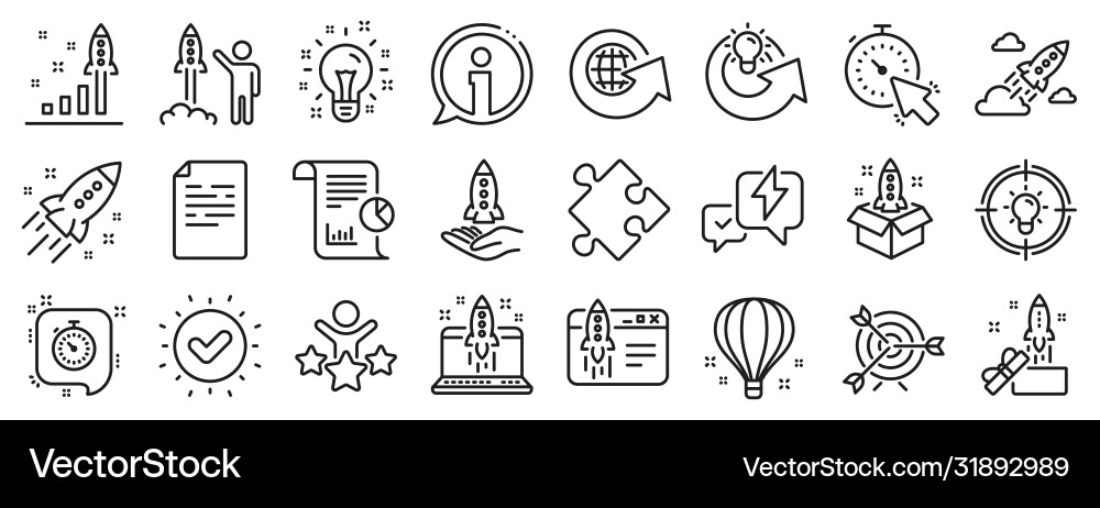 Startup line icons set launch project Startup line icons set launch project vector image