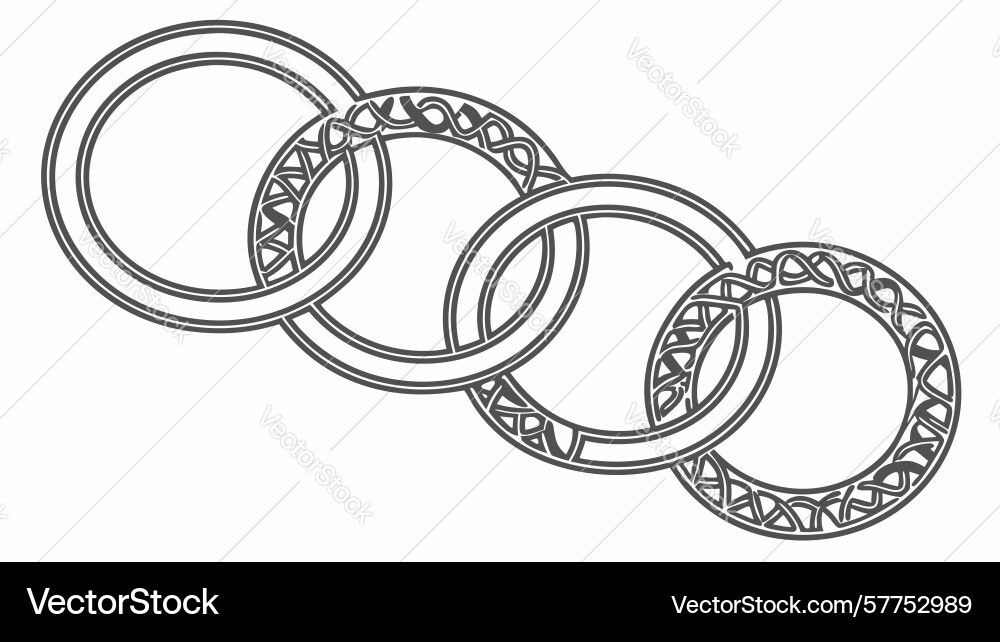 Stylized interlocking ring pattern design vector image
