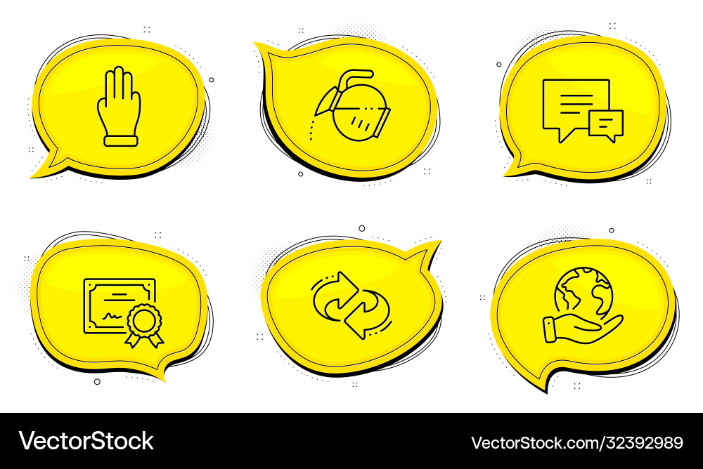 Three fingers comment and refresh icons set Three fingers comment and refresh icons set Vector Image
