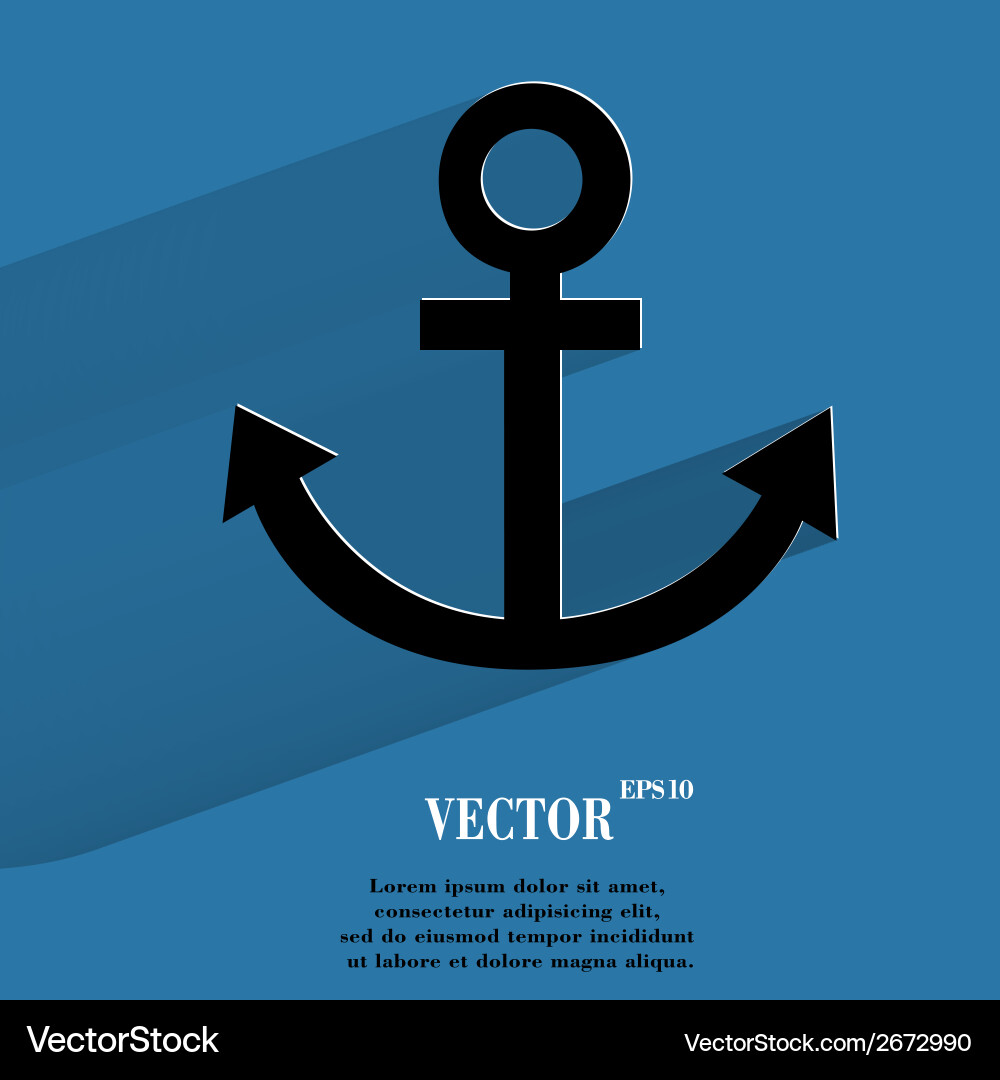 Anchor flat modern web button with long shadow Vector Image