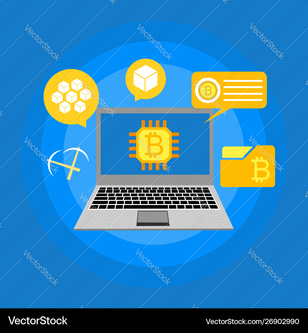 Blockchain scheme mining crypto currency server Blockchain scheme mining crypto currency server vector image