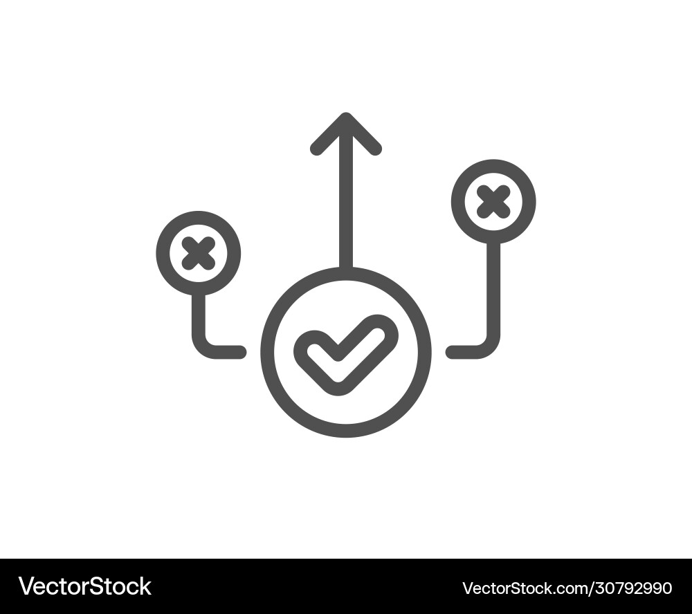 Correct way line icon approved path sign Vector Image