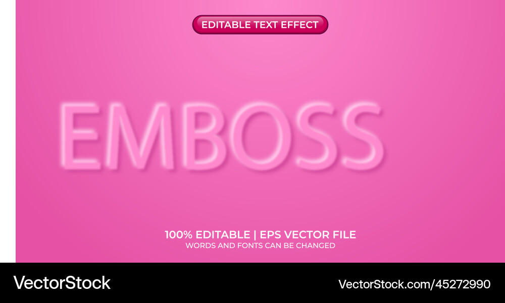 Editable text style effect emboss theme 3d Editable text style effect emboss theme 3d vector image