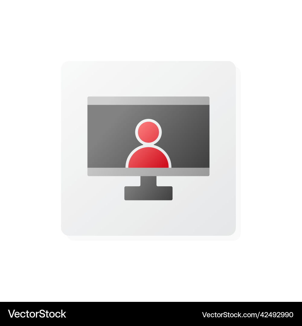 Flat isolated icon of a person in computer Flat isolated icon of a person in computer vector image