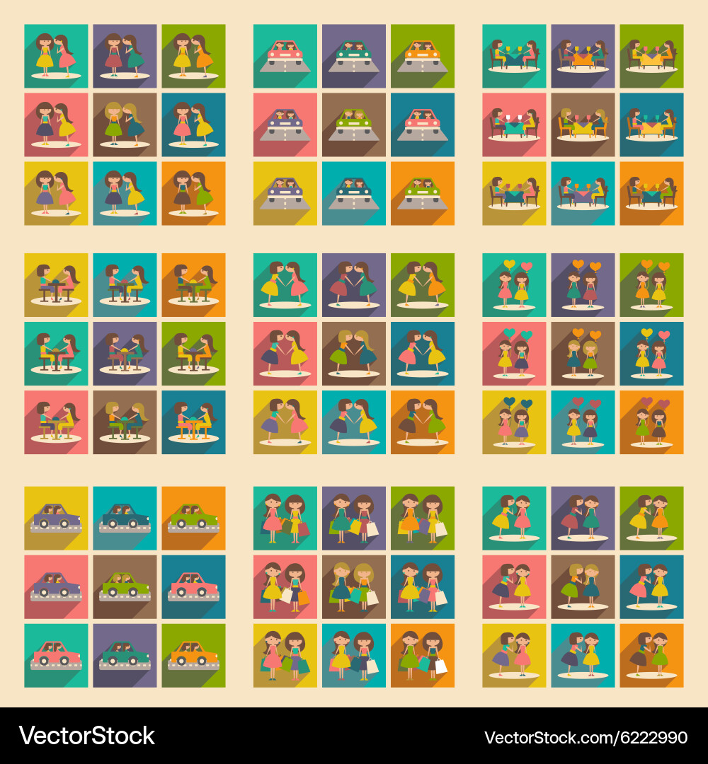 Flat with shadow concept and mobile application Vector Image