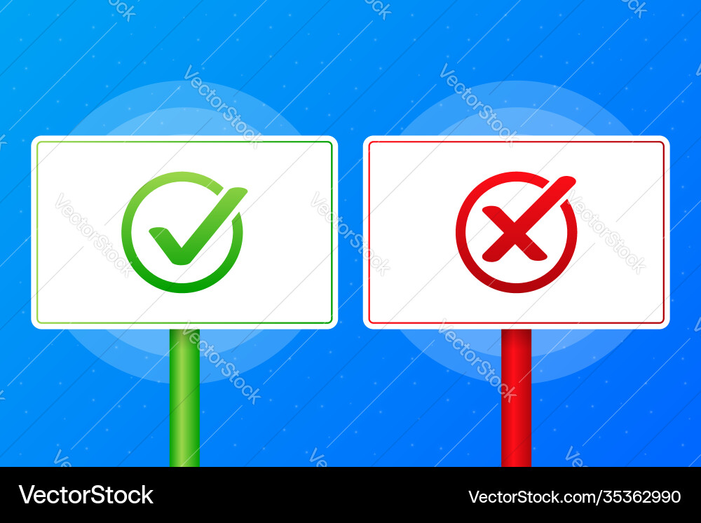 Ja oder kein Schild realistisch rot und grün Tisch Ja oder kein Schild realistisch rot und grün Tisch vektorbild