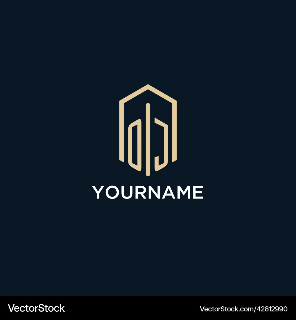 Oj initial monogram logo with hexagonal shape Vector Image