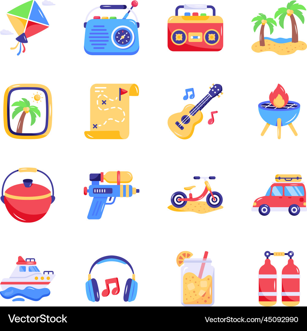 Pack of summertime flat Vector Image