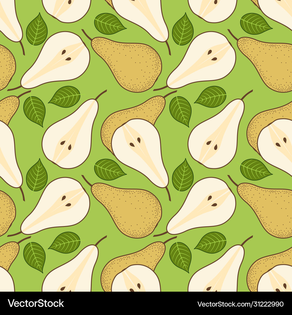 Pear seamless pattern flat style Vector Image