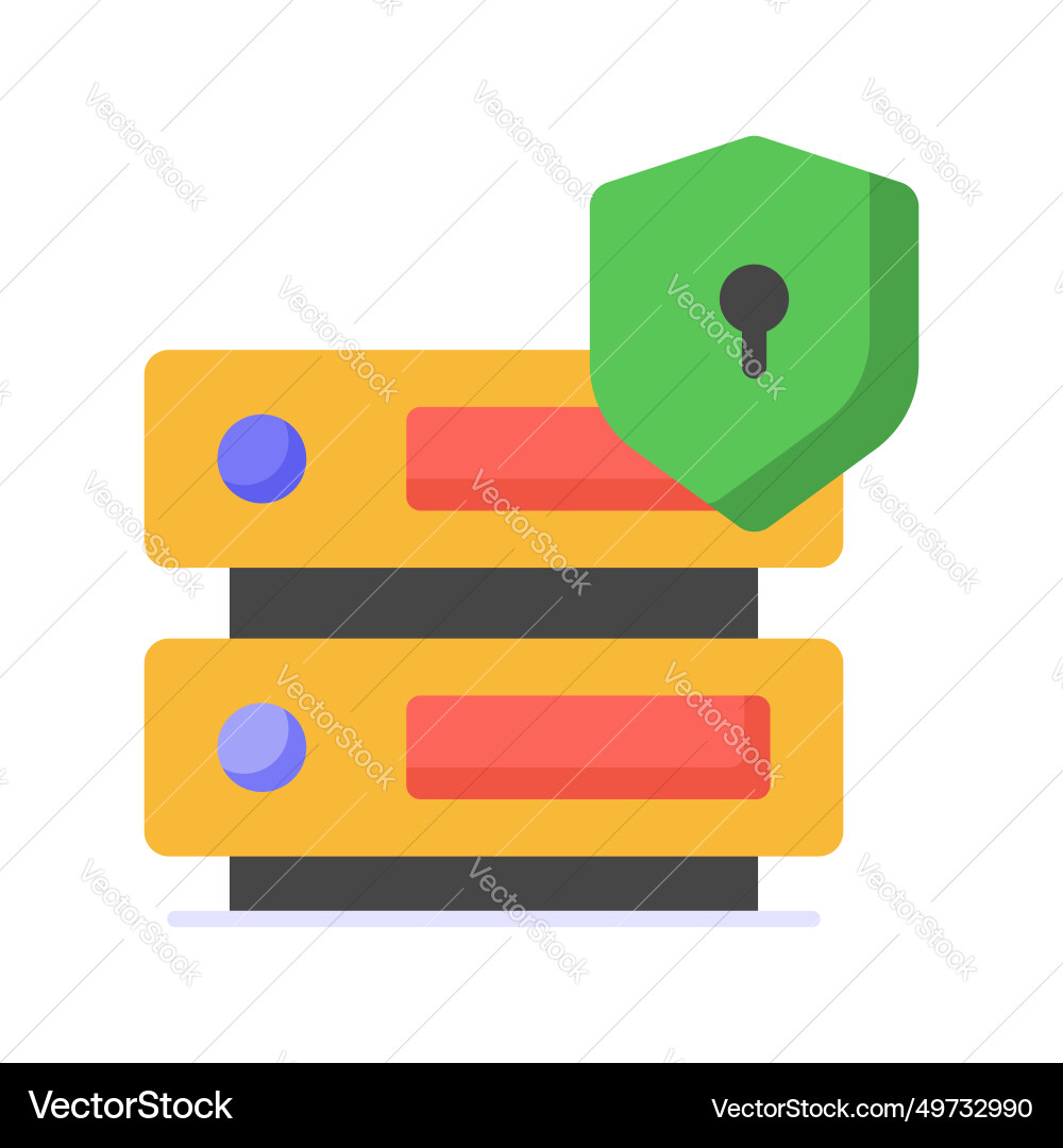 Protection shield with data server showing vector image