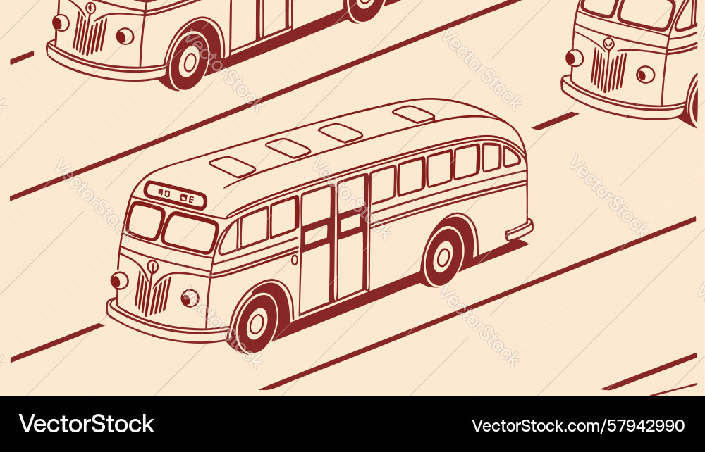 Retro Passenger Bus Pattern Vector Image