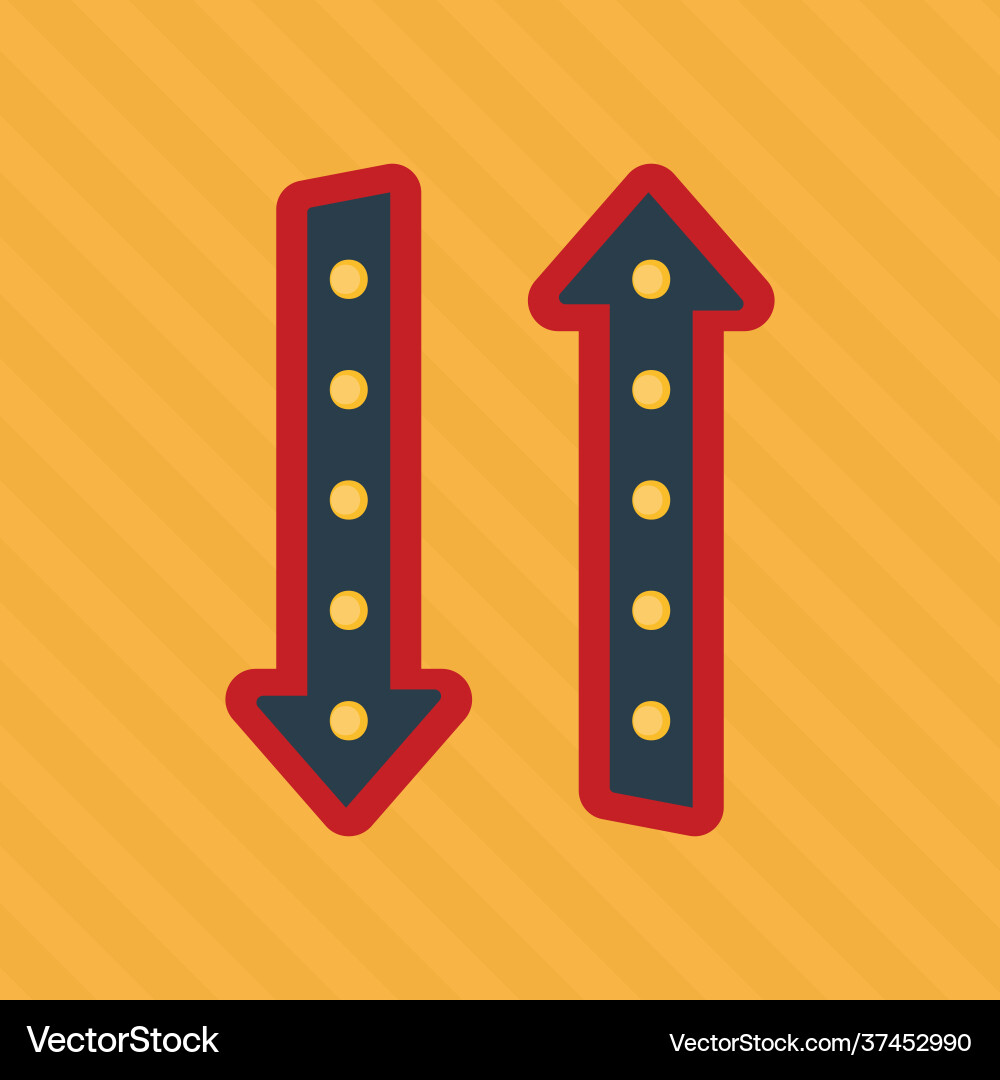 Retro sign glowing arrow red pointer Retro sign glowing arrow red pointer vector image