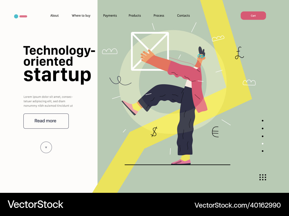 Startup website landing template Startup website landing template vector image