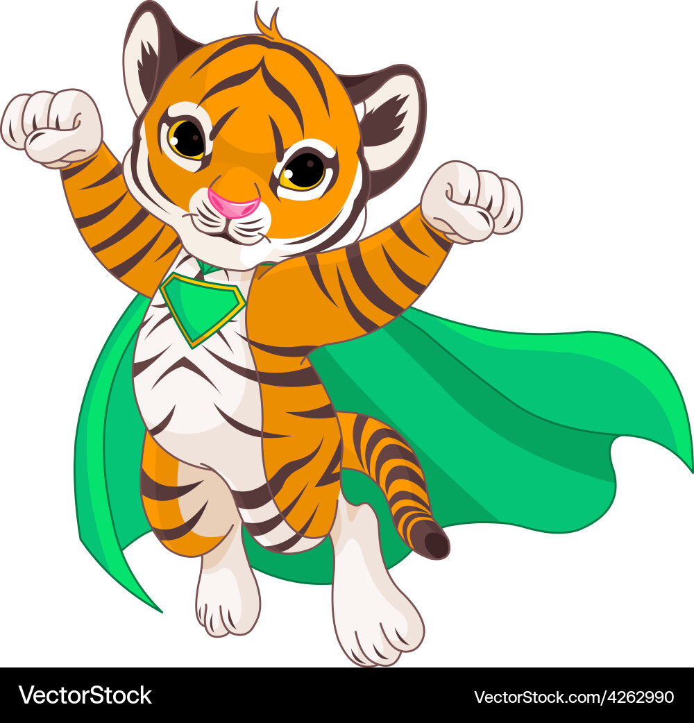 Superhero Tiger Flying Vector Image
