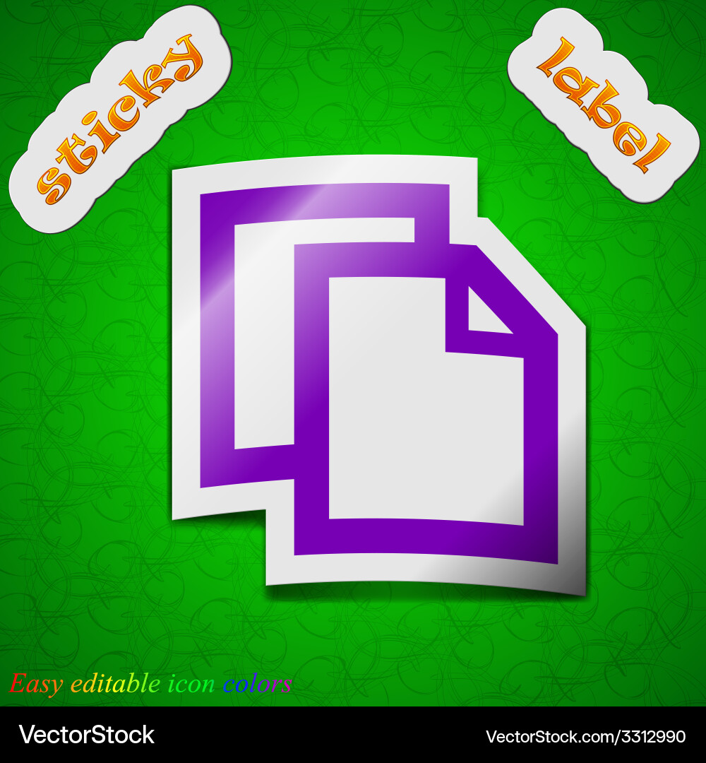 Text document icon sign symbol chic colored sticky Vector Image