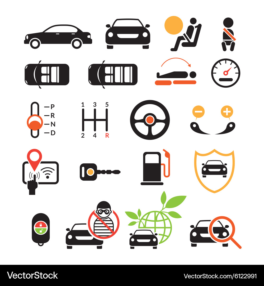 Car specification and performance objects icons vector image