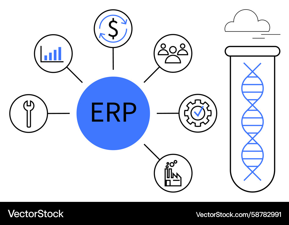 Centralized erp system integration connecting Vector Image