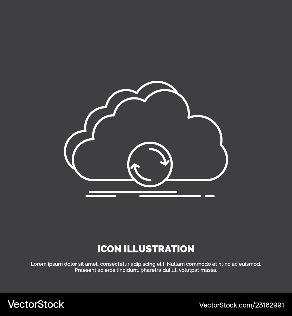 Cloud syncing sync data synchronization icon line Cloud syncing sync data synchronization icon line vector image