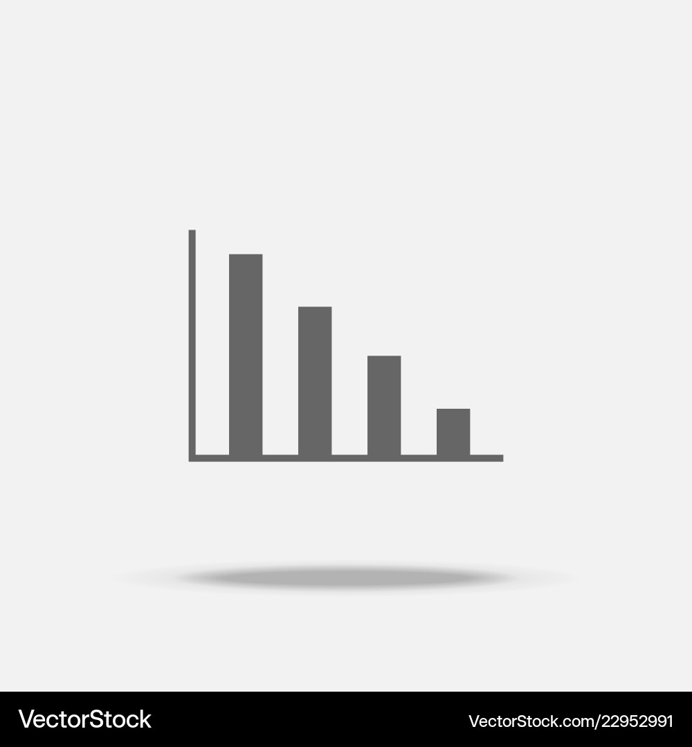 Fall down bar graph flat design icon with shadow Fall down bar graph flat design icon with shadow vector image