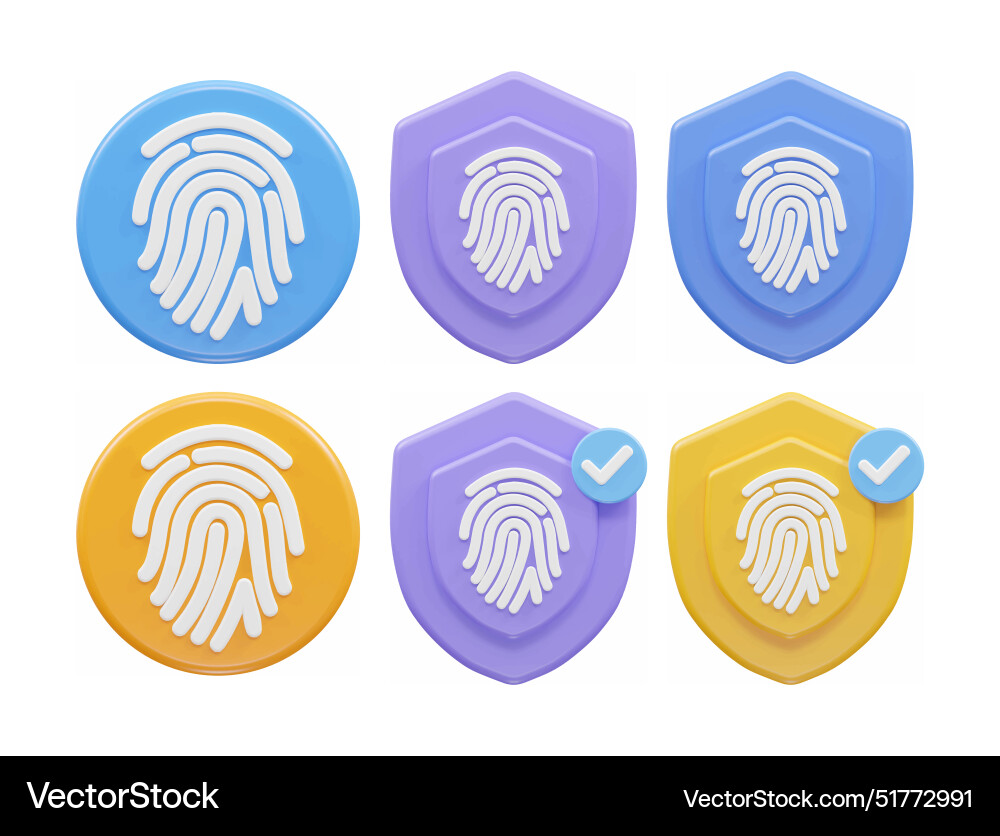 Fingerprint icon 3d rendering vector image