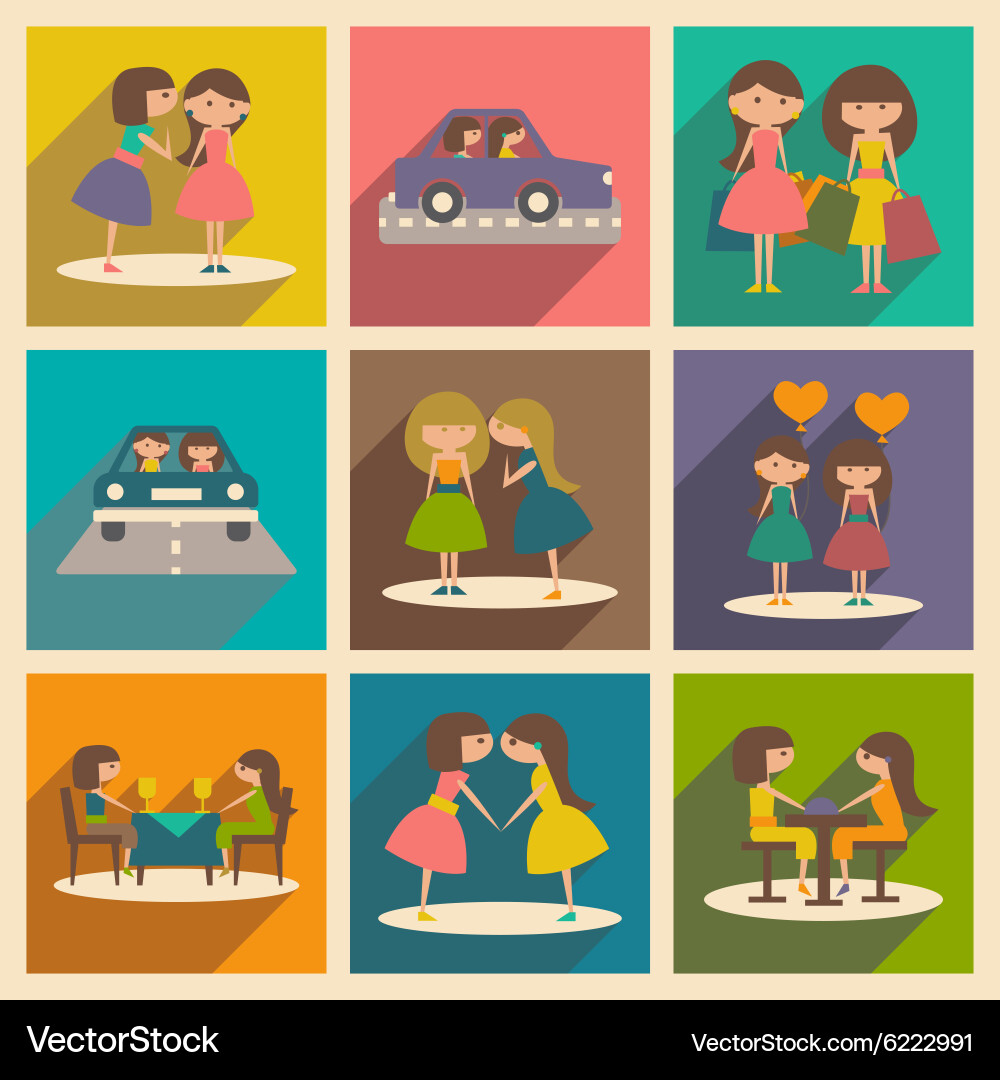 Flat with shadow concept and mobile application Vector Image