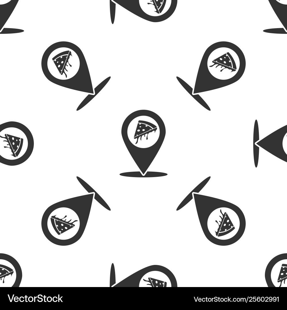Grey map pointer with fast food slice pizza icon Grey map pointer with fast food slice pizza icon vector image