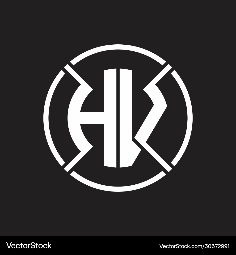 Hv logo monogram with four part circle slash Vector Image