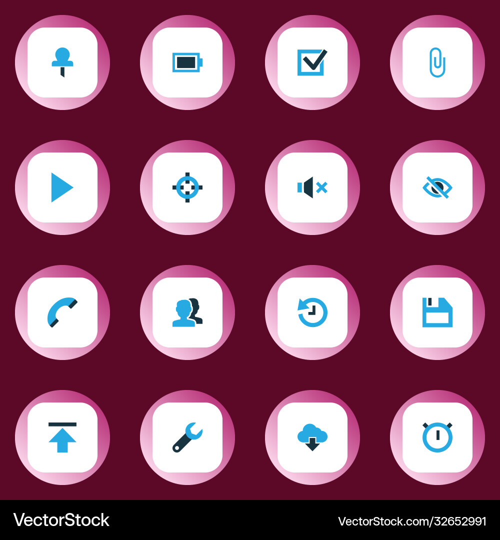 Interface icons colored set with target attach Interface icons colored set with target attach vector image