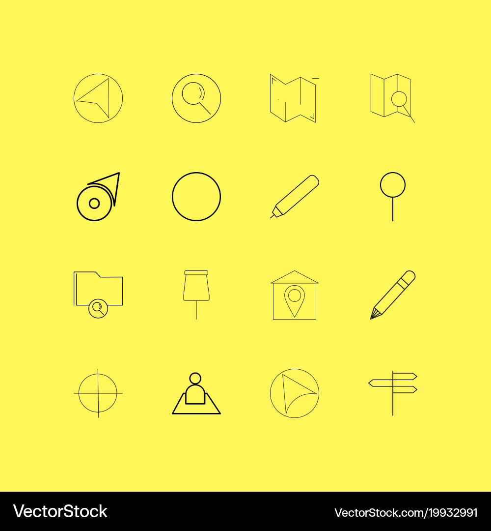 Map and navigation linear icon set simple outline vector image