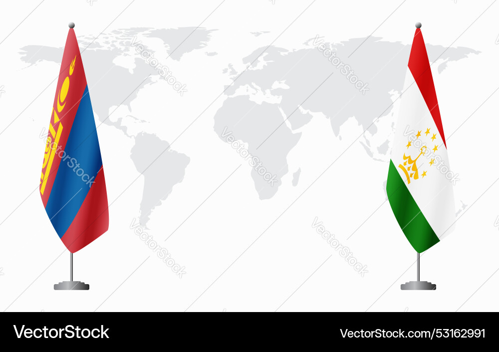 Mongolei und Tajikistan Flaggen für offizielles Treffen Mongolei und Tajikistan Flaggen für offizielles Treffen vektorbild