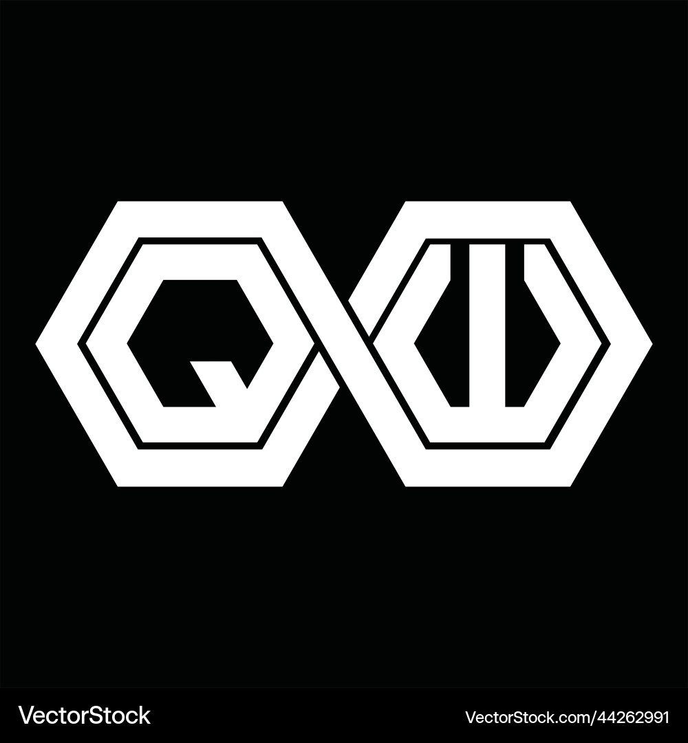 Qw logo monogram with hexagon template Qw logo monogram with hexagon template Vector Image